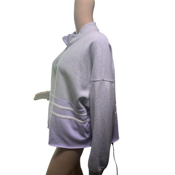 American Eagle Gray Lilac Cropped Quarter Zip Fleece Sweatshirt Size XL - Picture 7 of 12